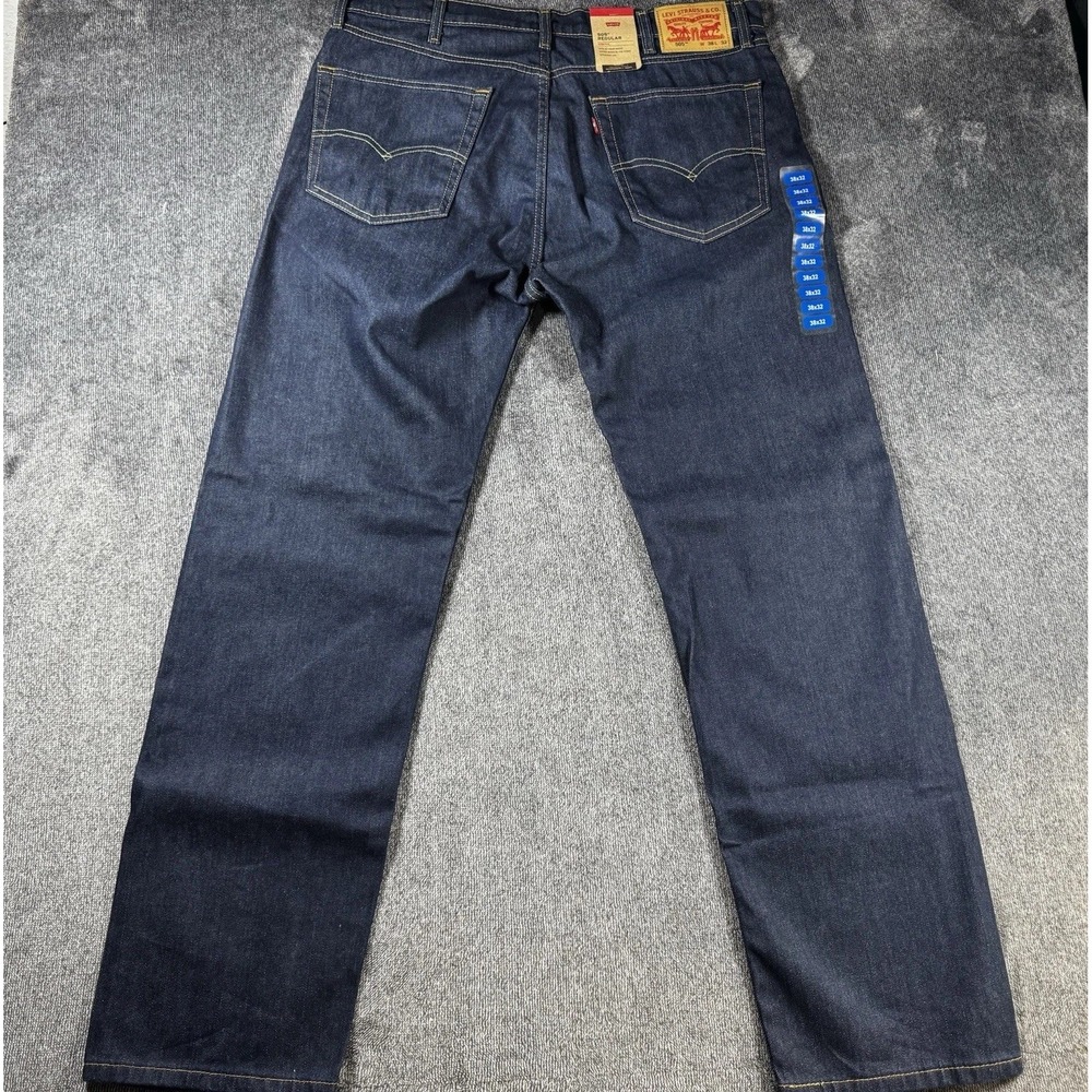 NWT Levi's 505 Jeans 38X32 Mens Stretch Regular Fit Straight Denim Dark Blue